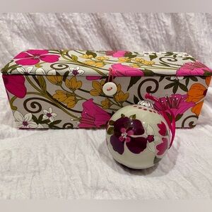 Vera Bradley Tea Garden Ornament Trio in Padded Fabric Storage Box